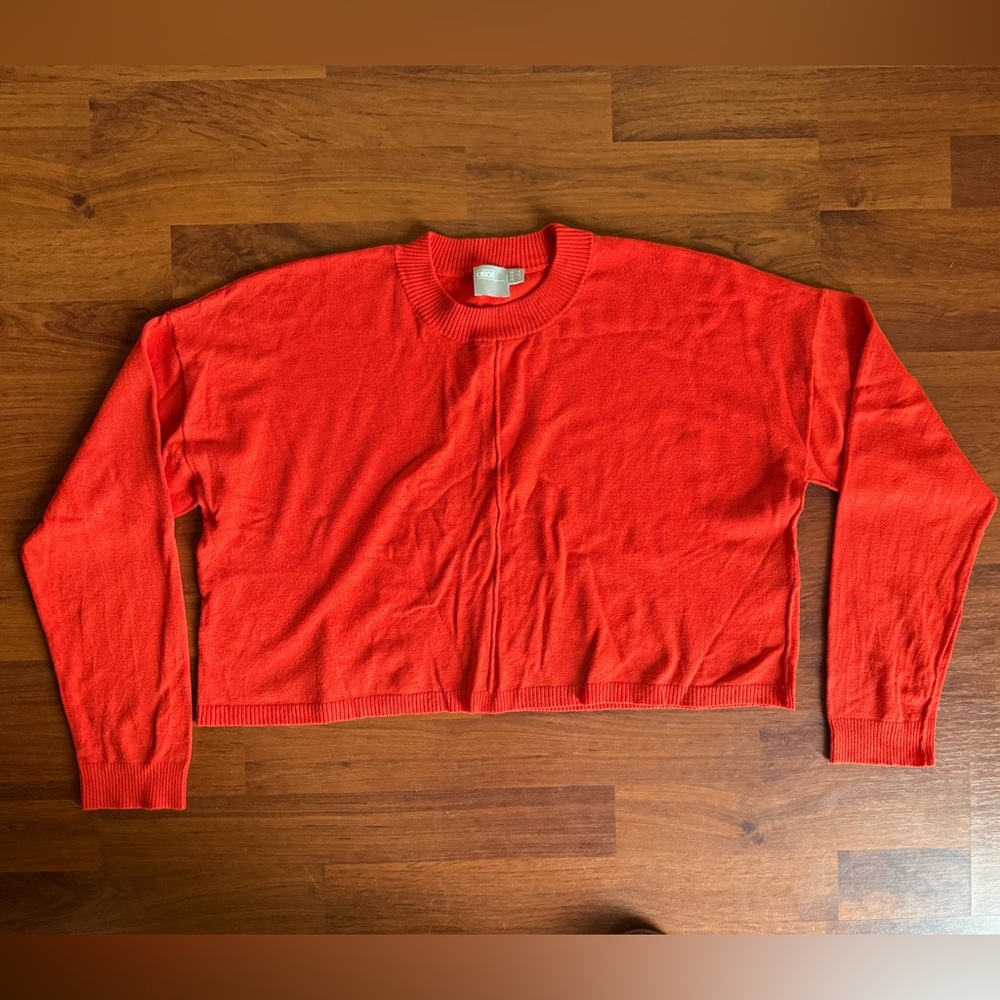 ASOS Vibrant‎ Red Crew Neck Cropped Sweater